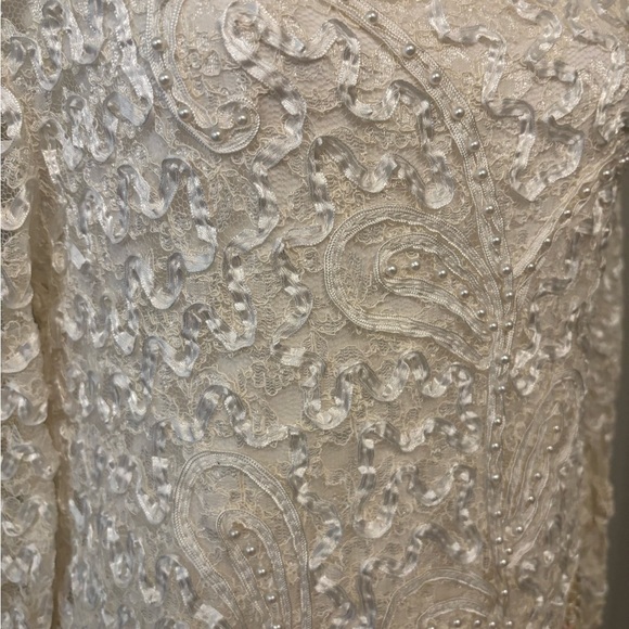 Vintage white lace beaded long sleeve blouse size L - Picture 6 of 16